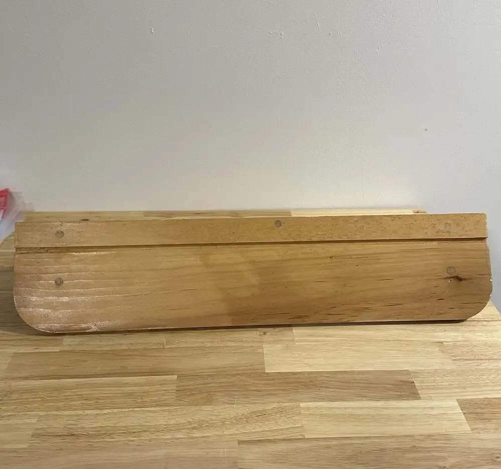 Vintage Rustic Wooden Wall Shelf  Heart Cutout Pegs 24” Cottagecore Farmhouse